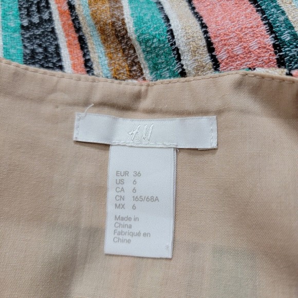 H&M Multicolor Vertical Stripe Fringe Hem Straight Mini Skirt Size US 6 - Picture 7 of 10